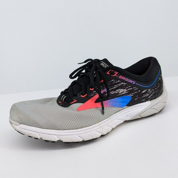 Brooks Pure Cadence 7 Running Shoes 10 Grey Black Neon Pink Blue Athletic Sport - Picture 1 of 14